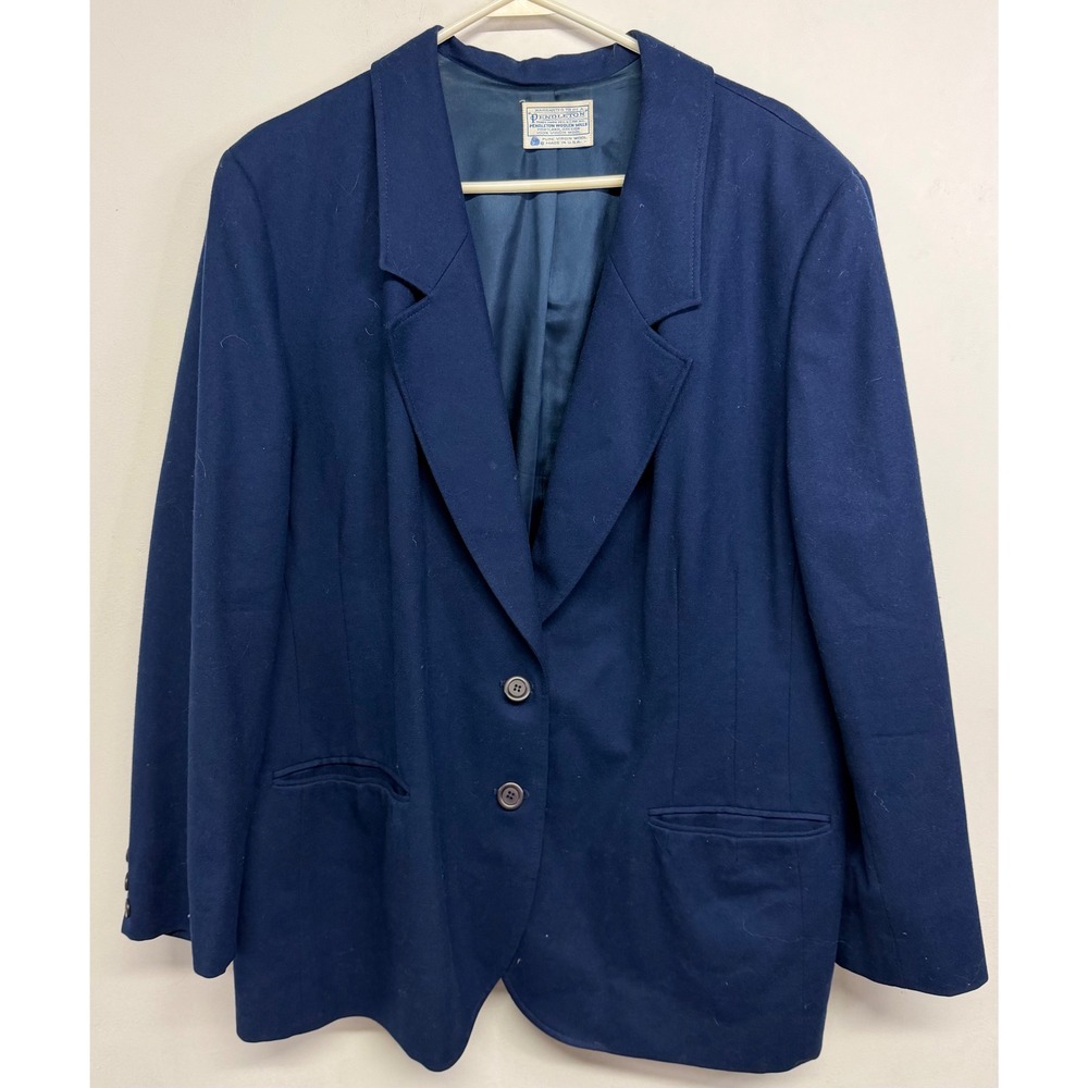 Pendleton Vintage Navy Blue 100% Virgin Wool Blazer Jacket‎ Womens Size 22W USA